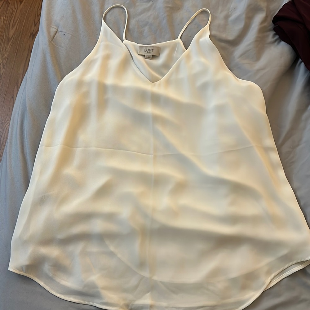 LOFT Cream Sleeveless Blouse